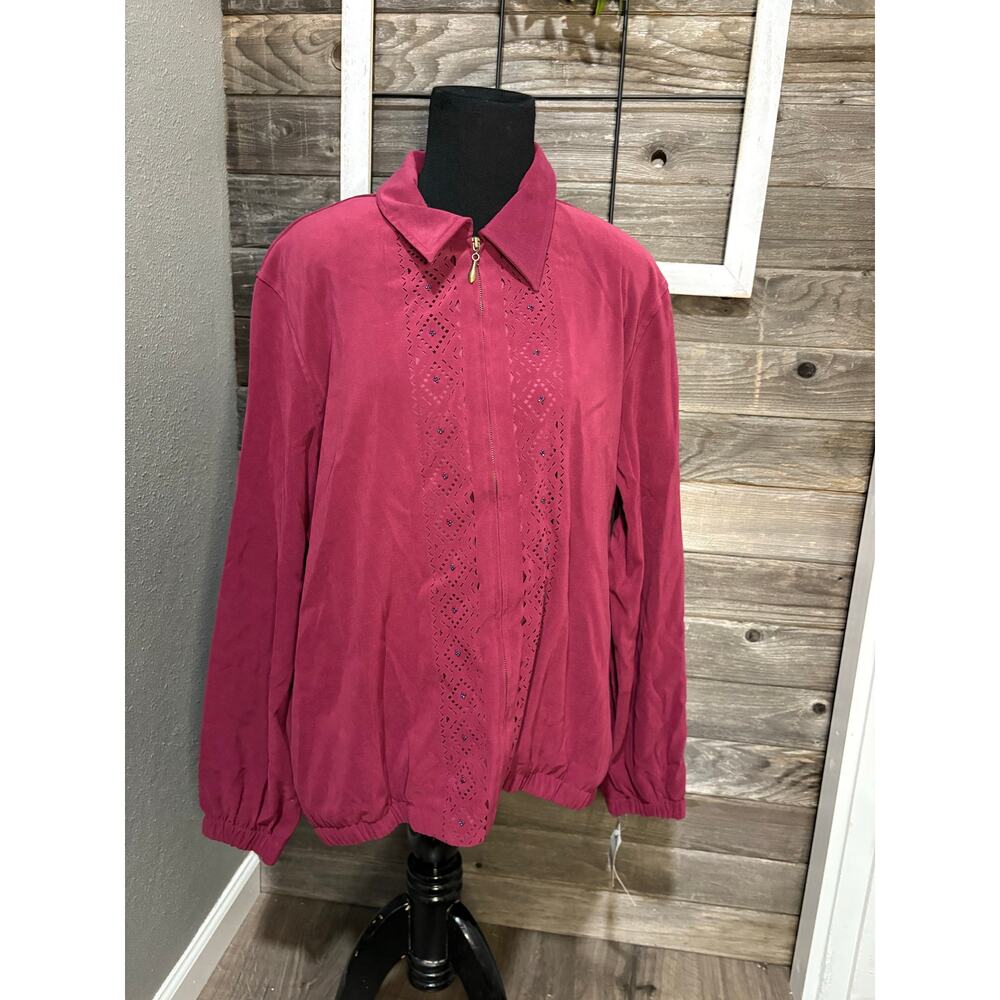Alfred Dunner vintage Montana berry zip up jacket women's size 14 NEW